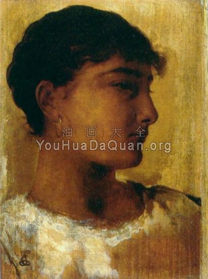 Study of a young girls head another view - 埃德温·朗斯登·朗